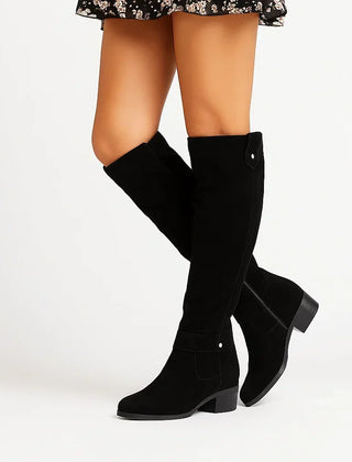 Philippa | Women's Slouchy Suede Knee High Boots With Block Heel