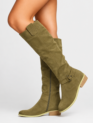 Philippa | Women's Slouchy Suede Knee High Boots With Block Heel