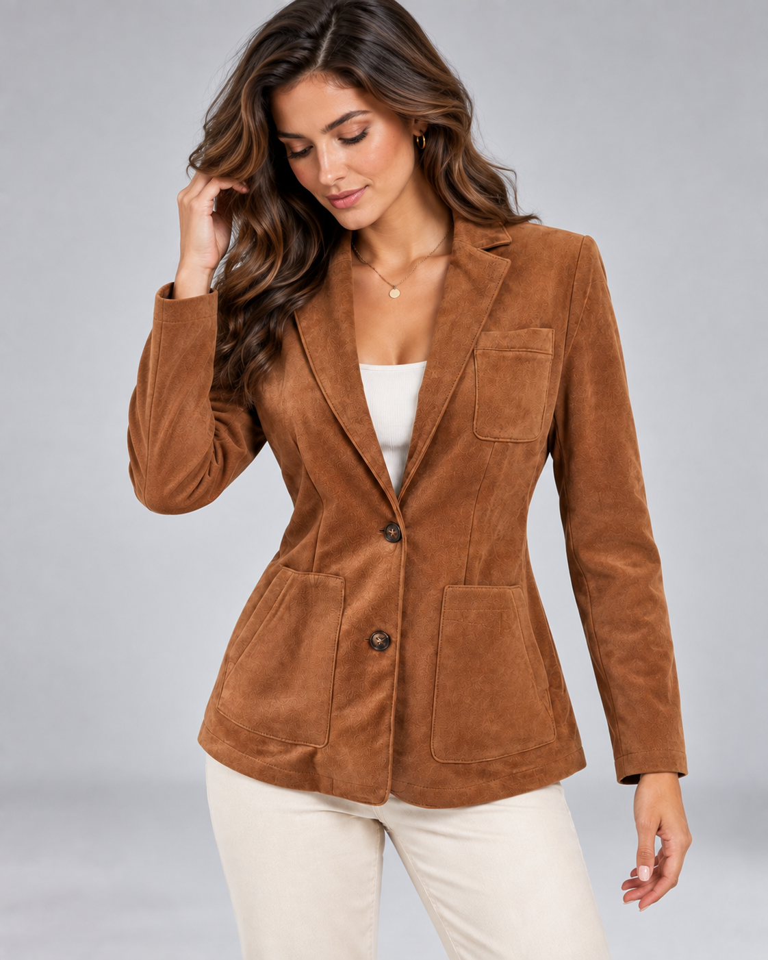 Rachel | Women's Single Breasted Corduroy Blazer Brown