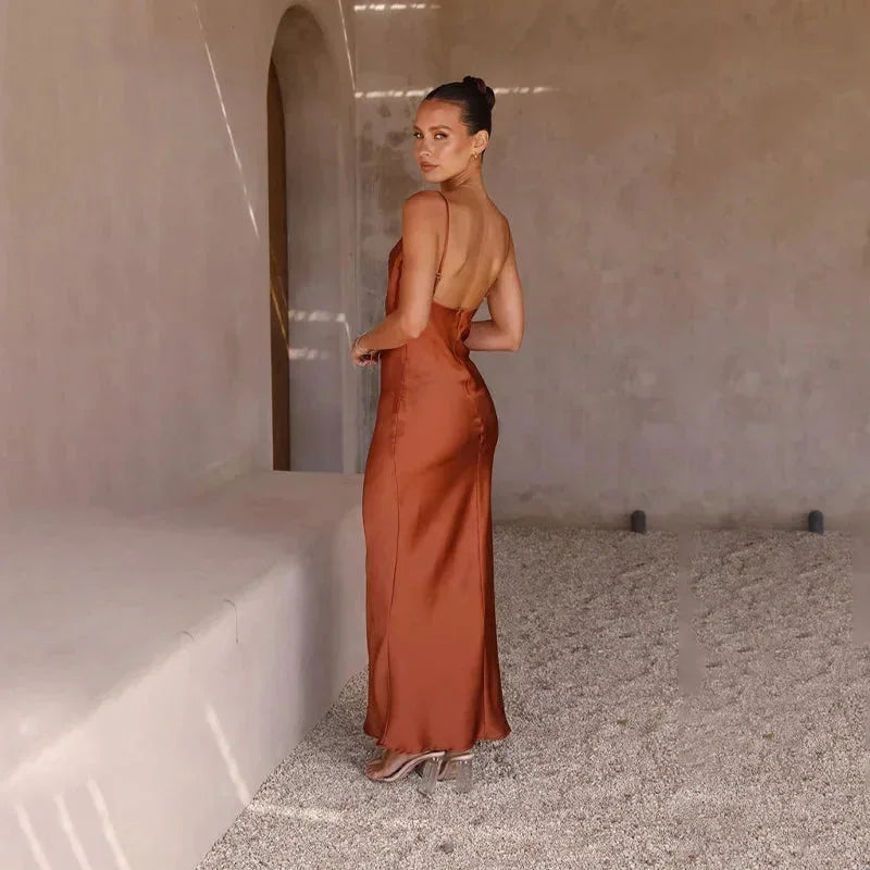 Cowl neck satin maxi dress 9