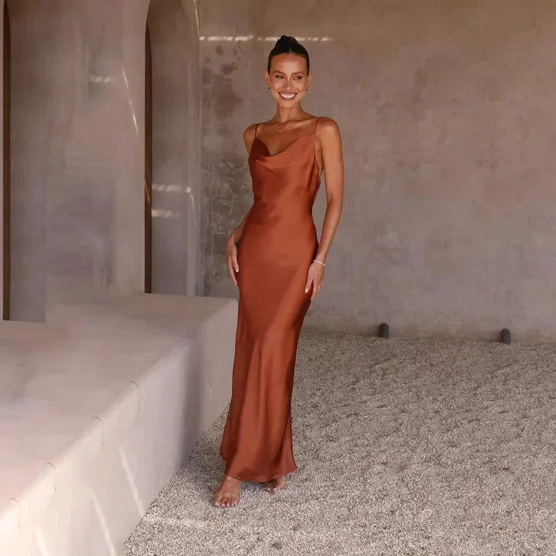 Cowl neck satin maxi dress 3