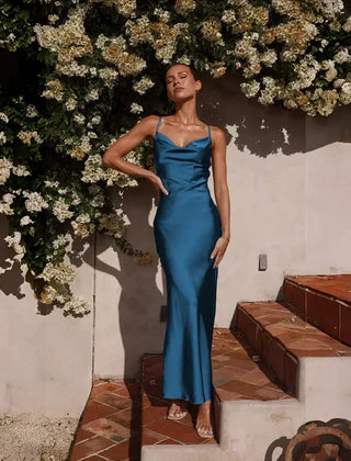 Cowl neck satin maxi dress 4