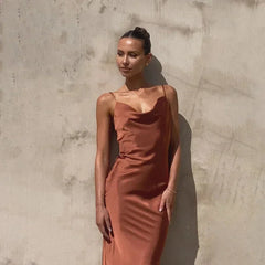 Cowl neck satin maxi dress 2