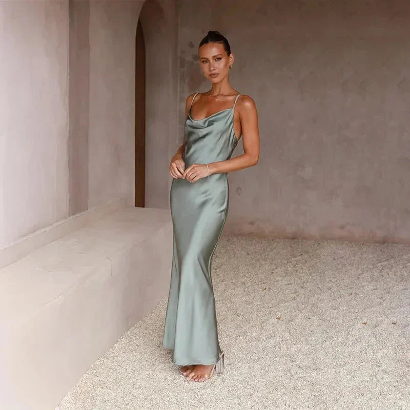 Cowl neck satin maxi dress 6