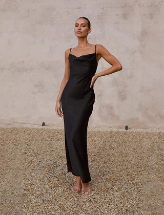 Cowl neck satin maxi dress 10