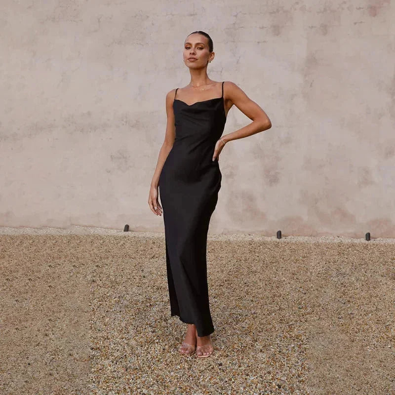 Cowl neck satin maxi dress 10