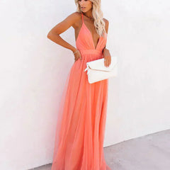Backless maxi dress with thin straps 2