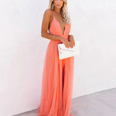 Backless maxi dress with thin straps 5