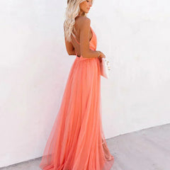 Backless maxi dress with thin straps 1
