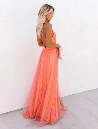 Backless maxi dress with thin straps 1