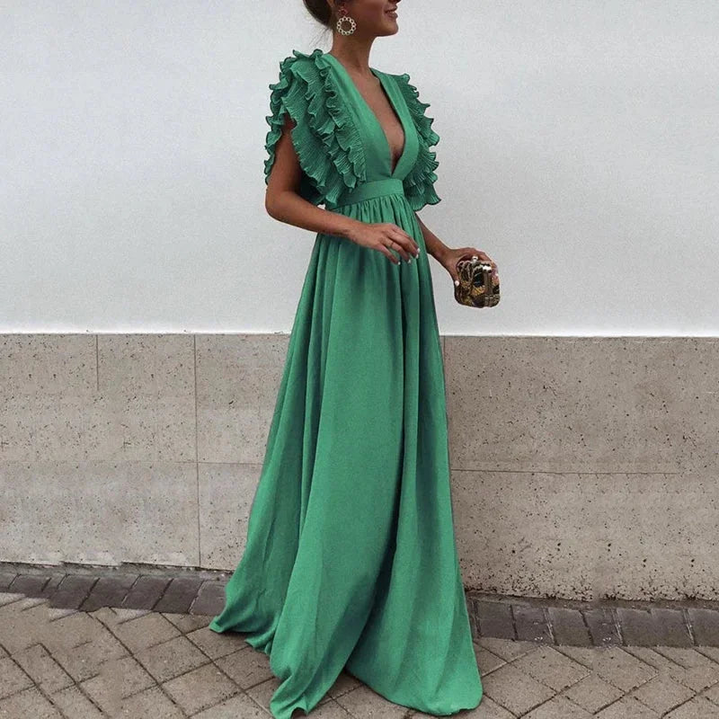 Flowy ruffle sleeve maxi dress 2