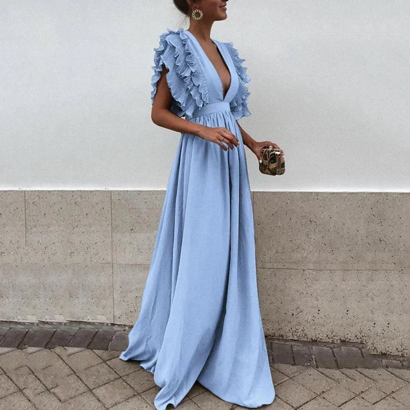 Flowy ruffle sleeve maxi dress 1
