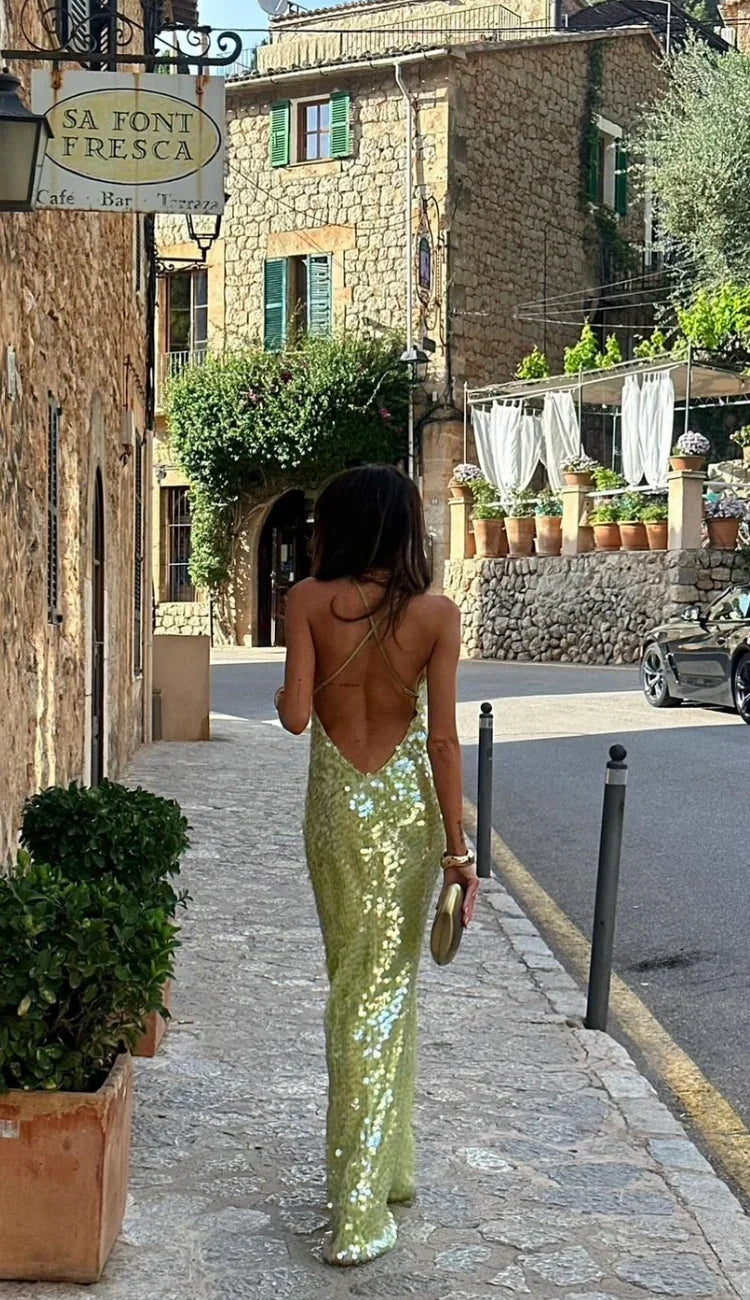 Sequin backless maxi dress 4