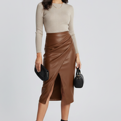Sophie | Midi Pencil Leather Skirt