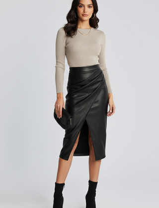 Sophie | Midi Pencil Leather Skirt