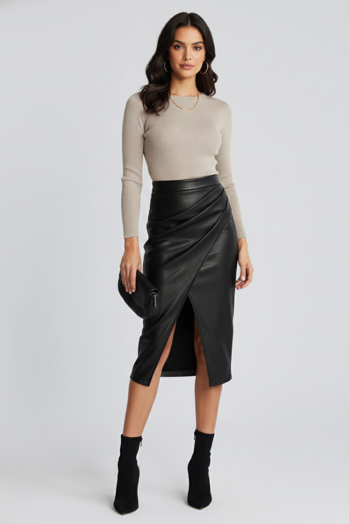 Sophie | Midi Pencil Leather Skirt