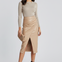 Sophie | Midi Pencil Leather Skirt