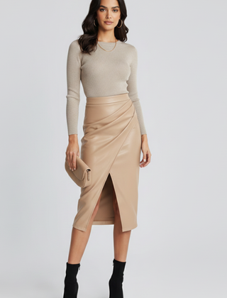 Sophie | Midi Pencil Leather Skirt
