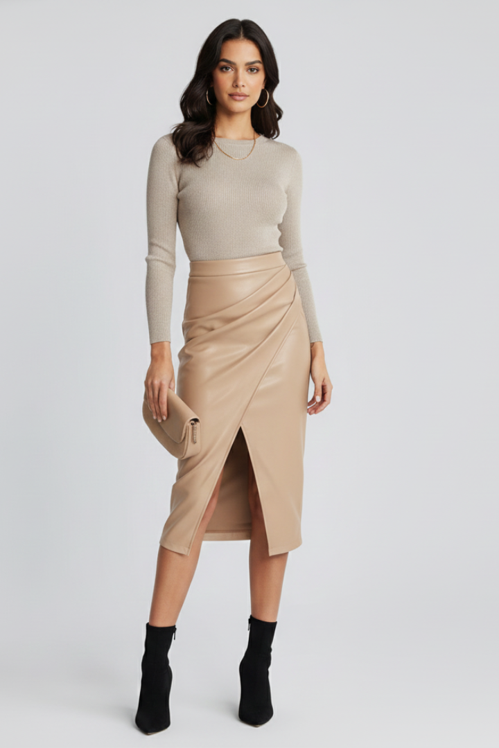 Sophie | Midi Pencil Leather Skirt