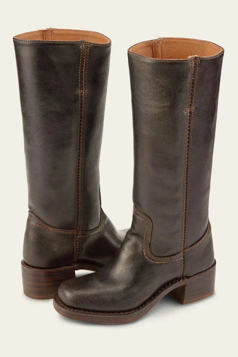 Thelma | Women's Round Toe Knee High Boots With Block Heel