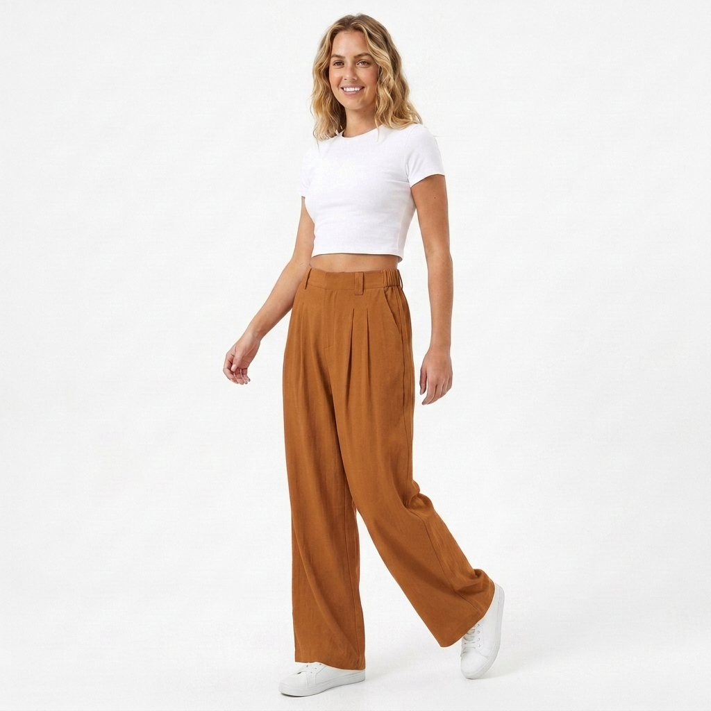 Verity | Women's High Waisted Pleated Wide Leg Pants
