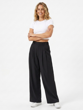 Verity | Women's High Waisted Pleated Wide Leg Pants