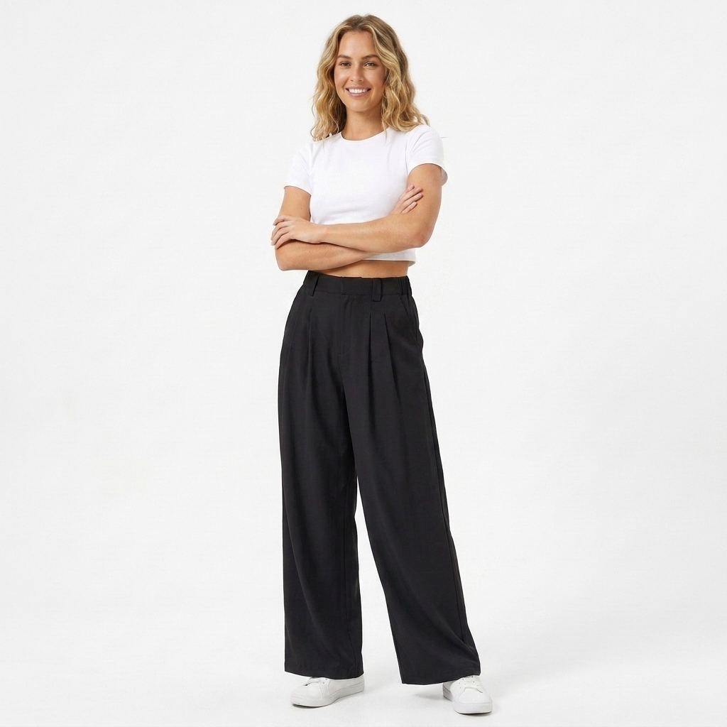Verity | Women's High Waisted Pleated Wide Leg Pants