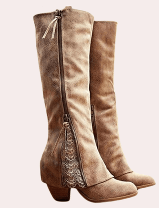 Knee High Heeled Boots Women Zip Up