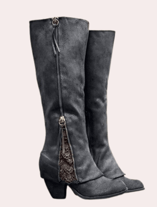 Knee High Heeled Boots Women Zip Up - View 2