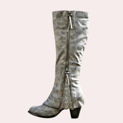 Knee High Heeled Boots Women Zip Up - View 3