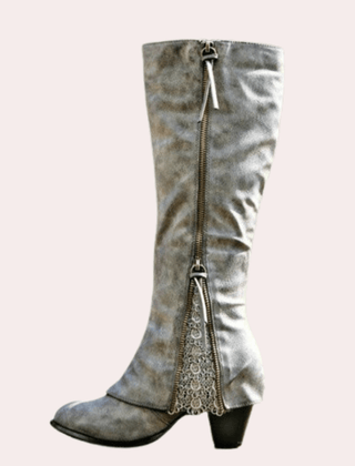 Knee High Heeled Boots Women Zip Up - View 3