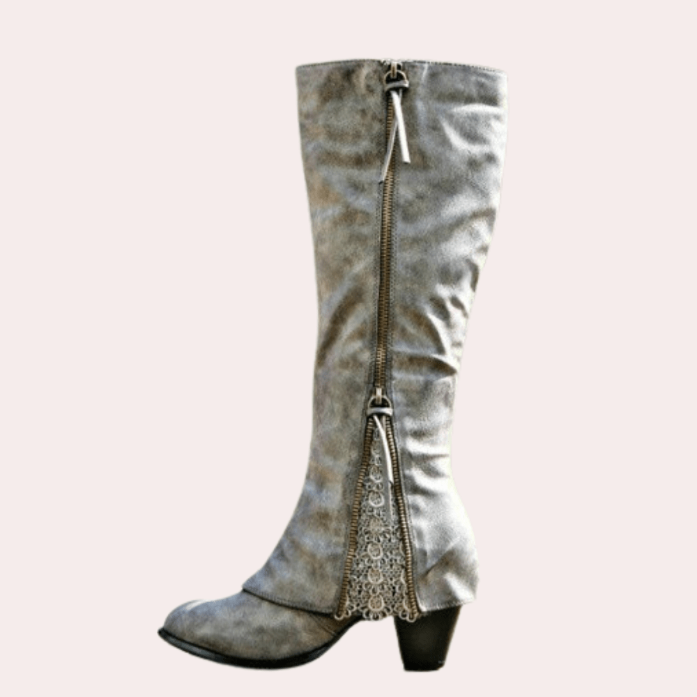 Knee High Heeled Boots Women Zip Up - View 3