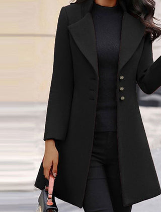 Ladies Long Wool Coat Notch Lapel