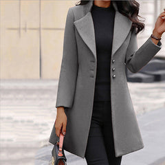 Ladies Long Wool Coat Notch Lapel - View 3