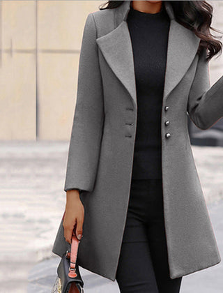 Ladies Long Wool Coat Notch Lapel - View 3