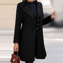 Ladies Long Wool Coat Notch Lapel - View 7