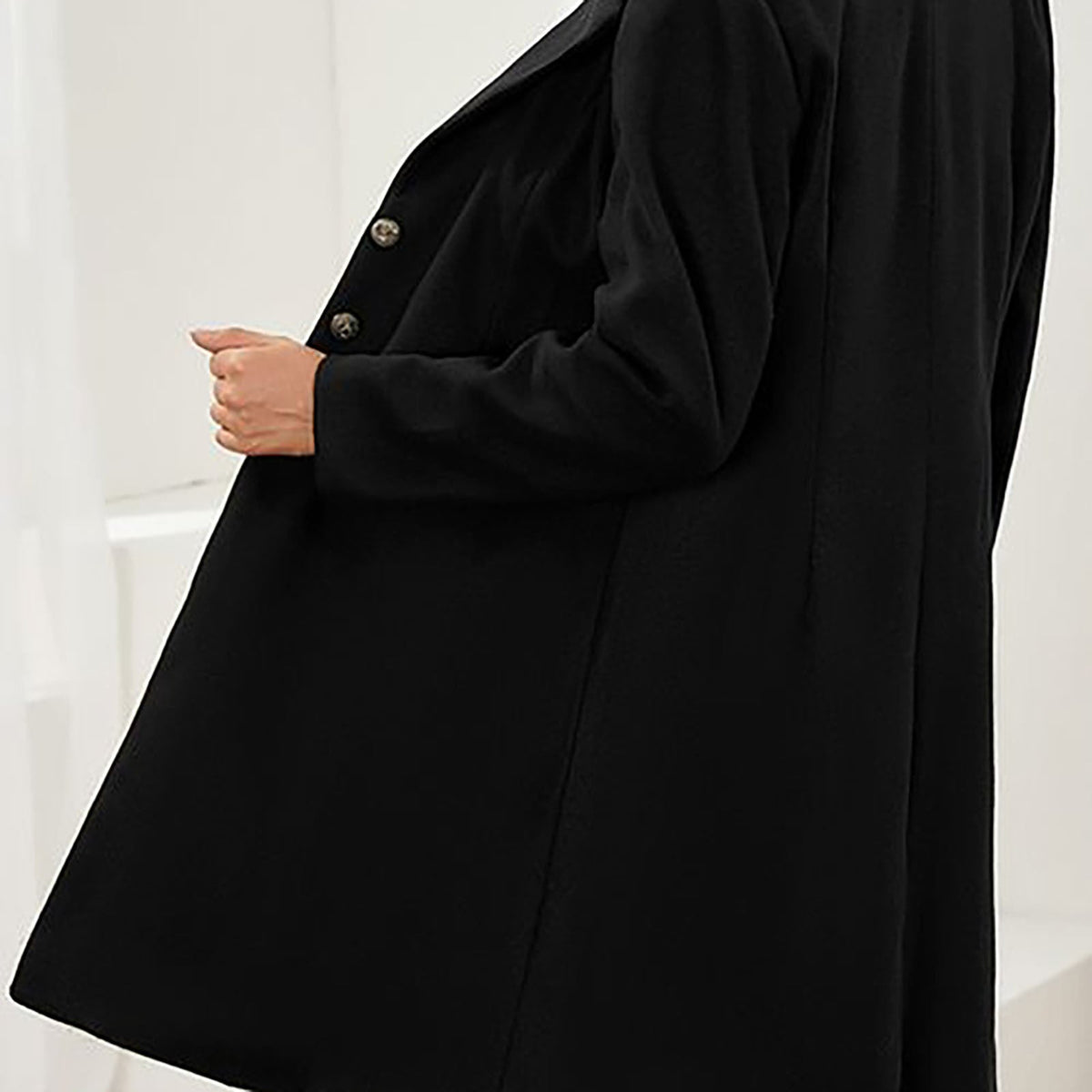 Ladies Long Wool Coat Notch Lapel - View 8