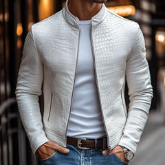 Mens Leather Bomber Jacket Textured