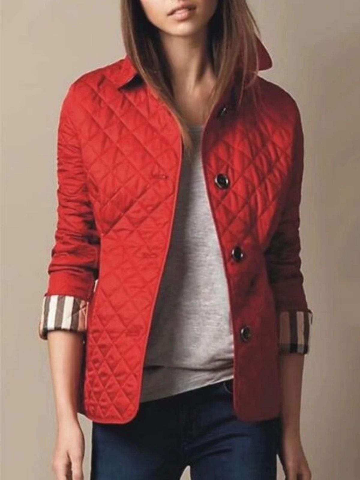Diamond Quilted Jacket Women Stand Collar - View 14