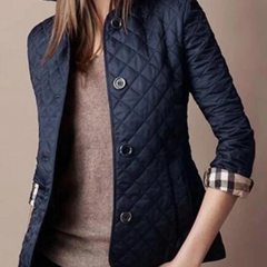 Diamond Quilted Jacket Women Stand Collar - View 15