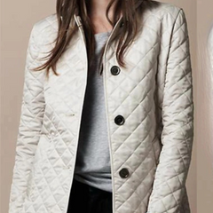 Diamond Quilted Jacket Women Stand Collar - View 3