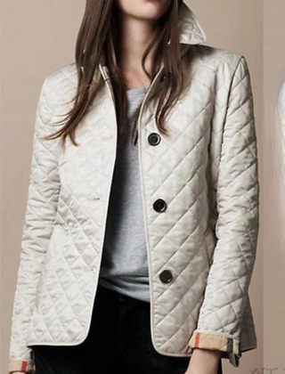 Diamond Quilted Jacket Women Stand Collar - View 3