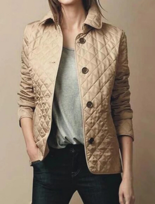 Diamond Quilted Jacket Women Stand Collar - View 5