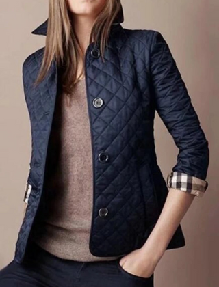 Diamond Quilted Jacket Women Stand Collar - View 7