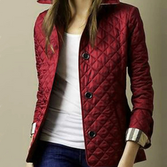 Diamond Quilted Jacket Women Stand Collar - View 8