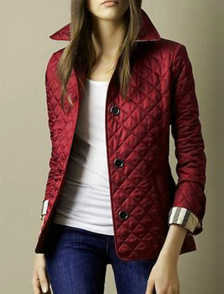 Diamond Quilted Jacket Women Stand Collar - View 8