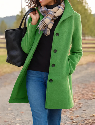 Womens Wool Coat Single Breasted - View 10
