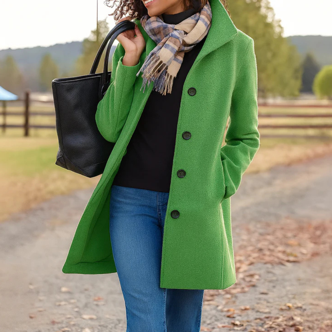 Womens Wool Coat Single Breasted - View 10