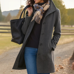 Womens Wool Coat Single Breasted - View 2