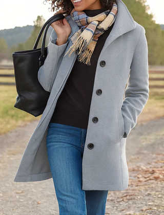 Womens Wool Coat Single Breasted - View 4